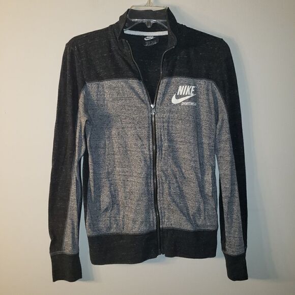 NIKE SPORTSWEAR BLACK AND GRAY ZIP UP LIGHTWEIGHT JACKET SIZE XS - Picture 1 of 6